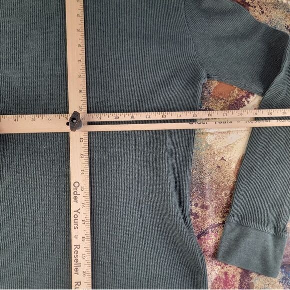 Arizona Jean Co Men's Shirt Small Green Long Sleeve Thermal Crew Neck Waffle - Picture 11 of 13